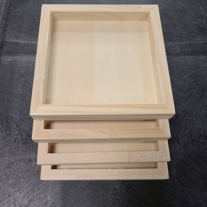 4 Pack Wooden Trays 6X6